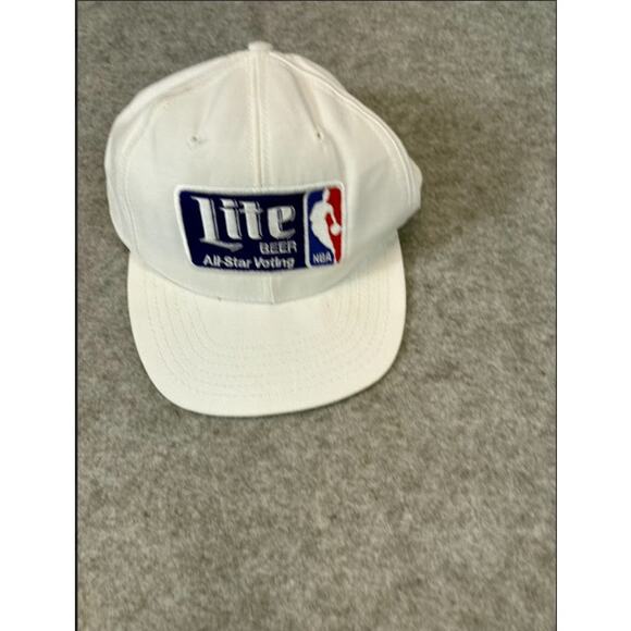 Vintage 90s Miller Lite NBA All Star Voting Hat Large White Snapback Sportswear - Picture 1 of 5